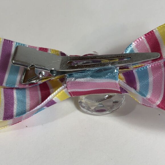 Rainbow Hair Clip Barrette Lot Ribbon Bow Knot Trendy New Coquette Stripes Pride - Picture 7 of 8